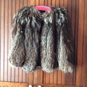 Gray and white fur cape